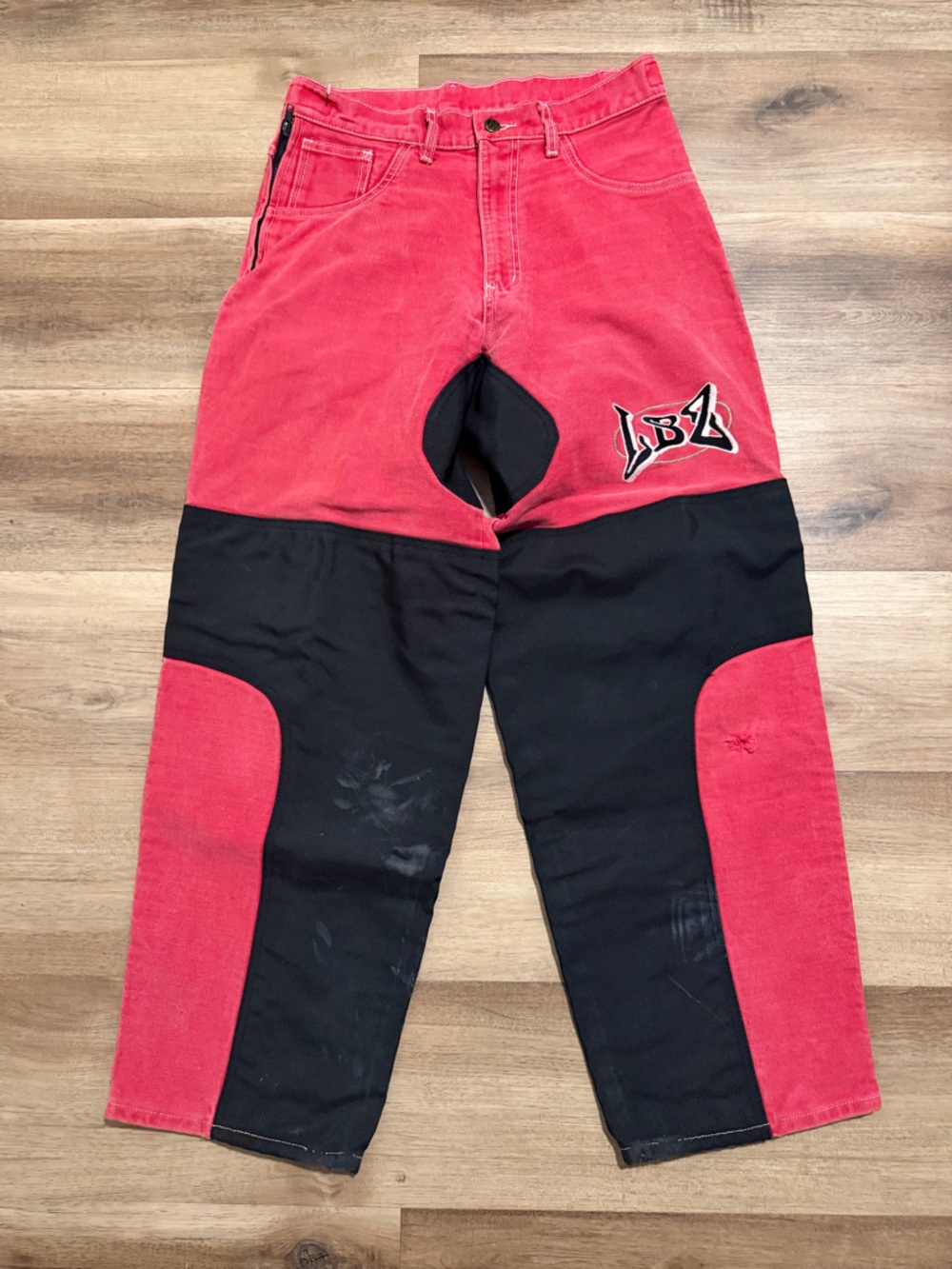 Vtg Y2K LBZ Baggy Wide Leg Motocross BMX Denim Pants Men’s 32x31 Red